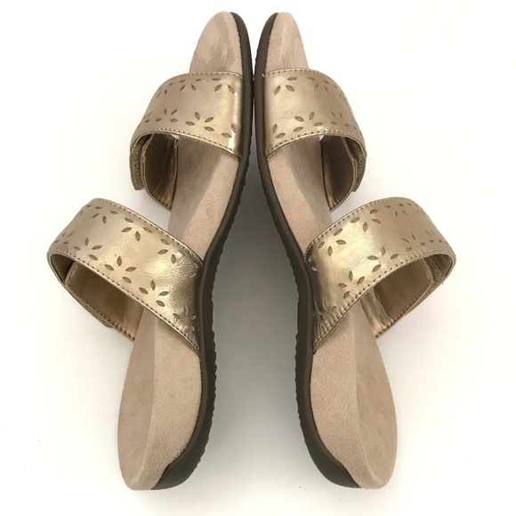 Vionic Randi Orthotic Comfort Slide Sandals Leather Metallic Gold Size 7 - Picture 13 of 16